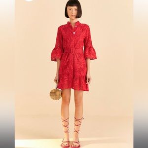 Farm Rio Red Palm Tree Mini Dress